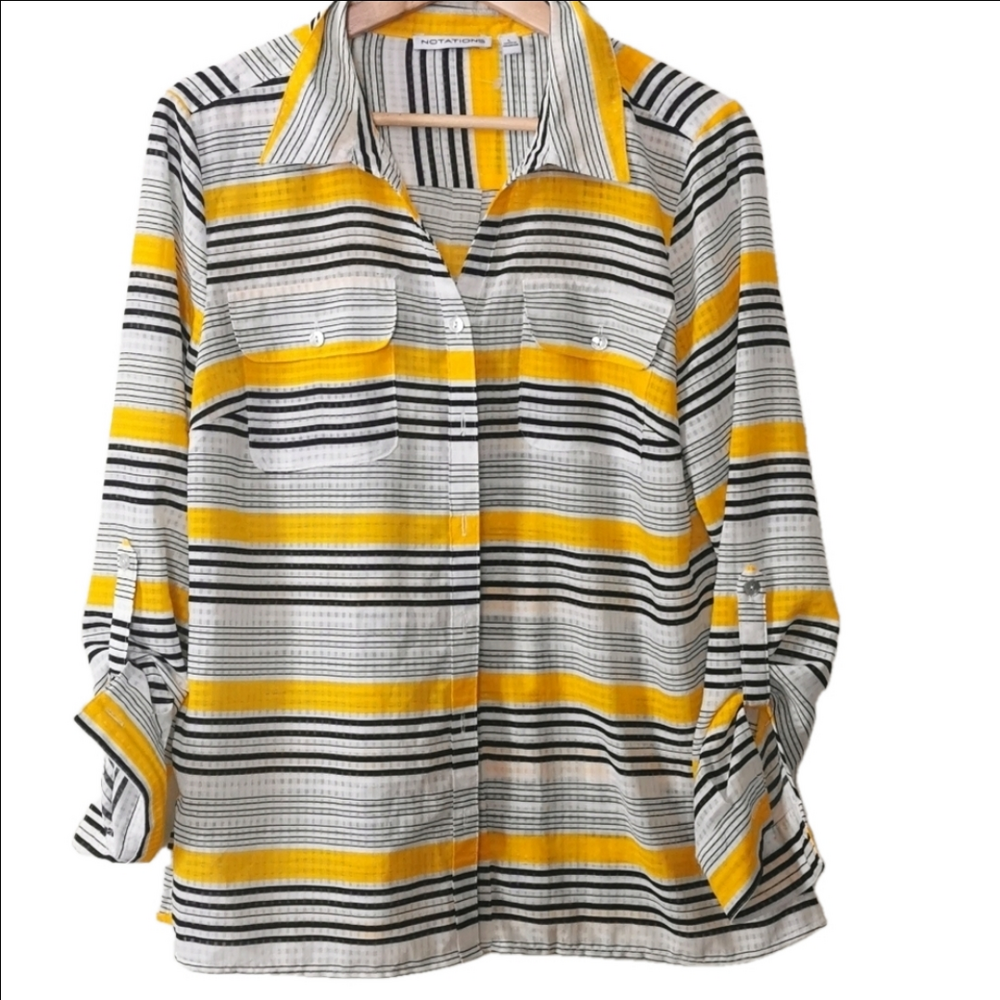 Notations Striped blouse size large. EUC